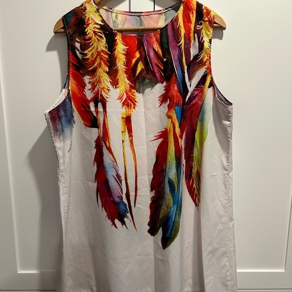 3 Tunic Dress Top Style XXL Funky Patterns Feathers, Ballounes Alice Wonderland - Picture 4 of 13